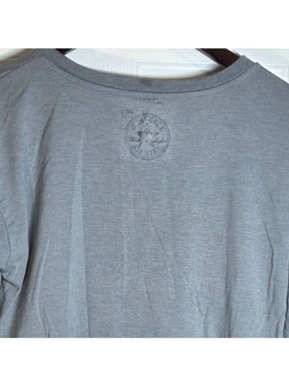 Converse Chuck Taylor Gray Long Sleeve Crewneck Graphic Logo Tee Girl's Size M
